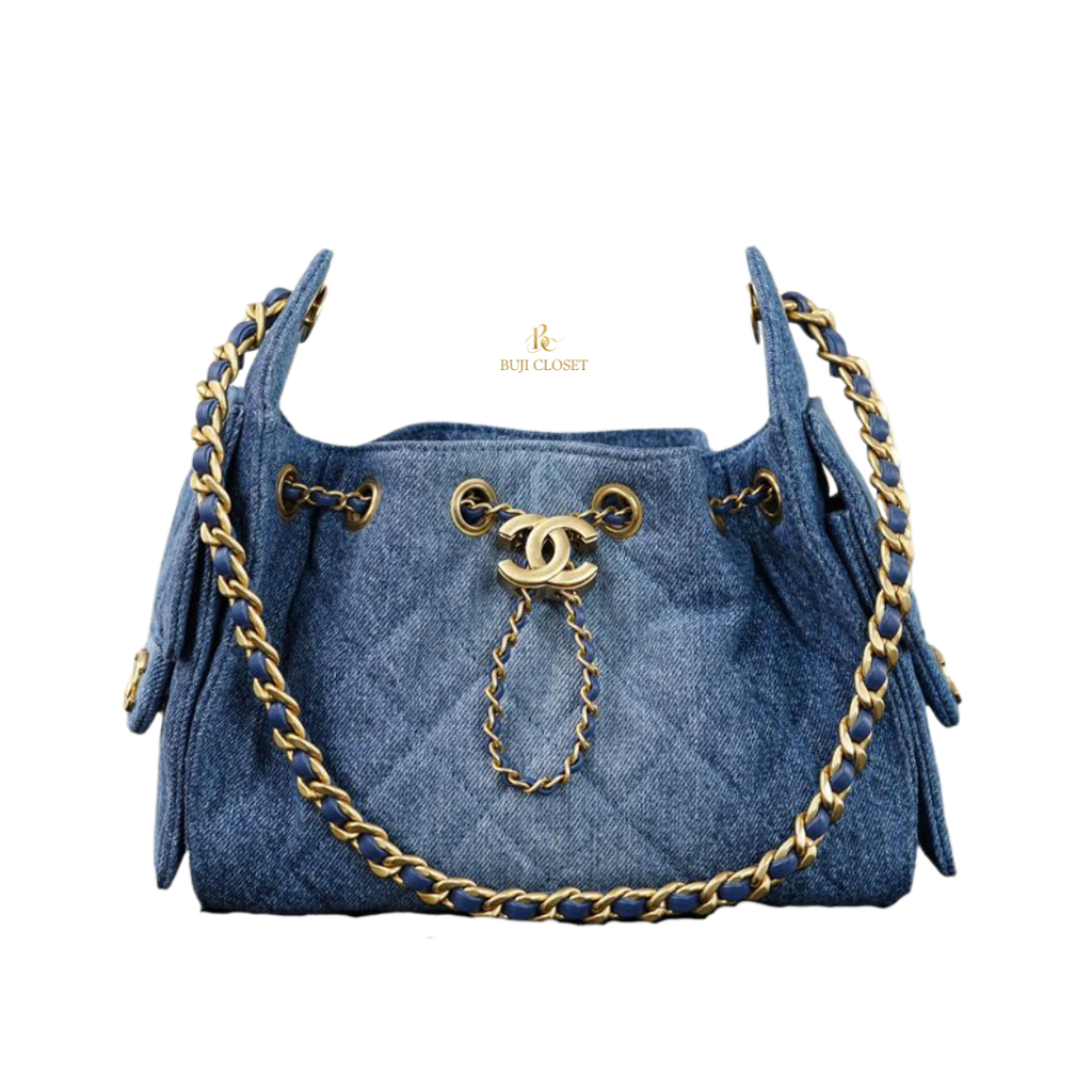 CHANEL MINI 25 BAG DENIM BLUE GHW (MICROCHIP)