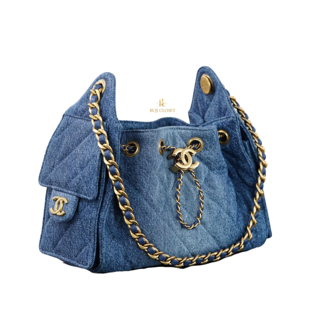 CHANEL MINI 25 BAG DENIM BLUE GHW (MICROCHIP)