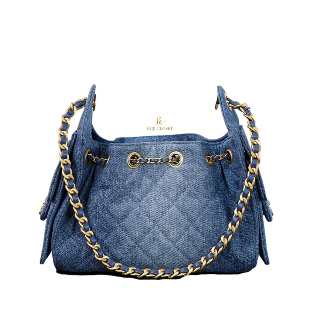 CHANEL MINI 25 BAG DENIM BLUE GHW (MICROCHIP)