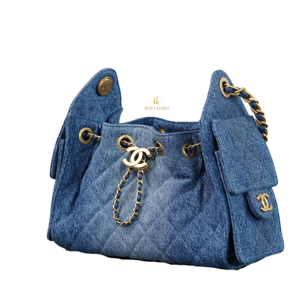 CHANEL MINI 25 BAG DENIM BLUE GHW (MICROCHIP)