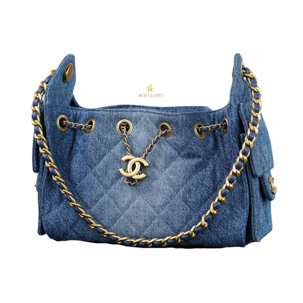 CHANEL MINI 25 BAG DENIM BLUE GHW (MICROCHIP)