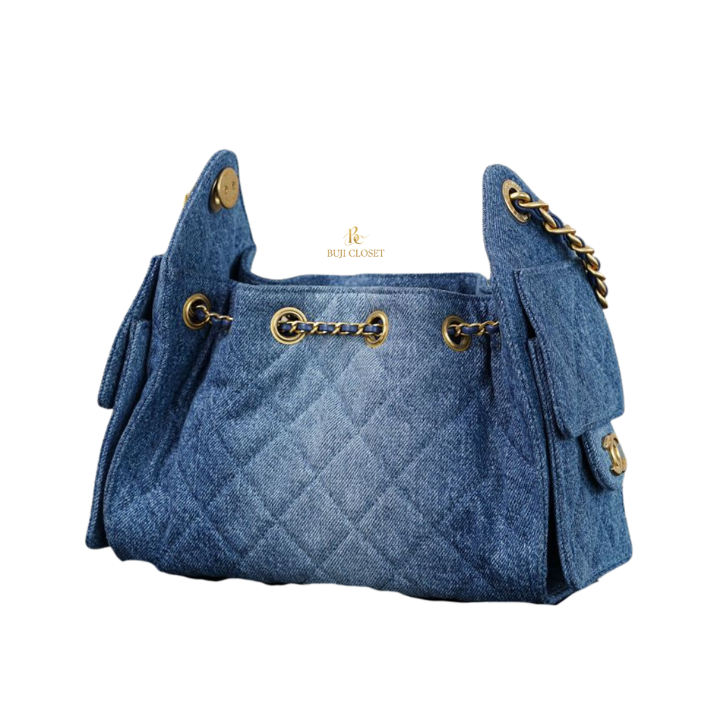 CHANEL MINI 25 BAG DENIM BLUE GHW (MICROCHIP)